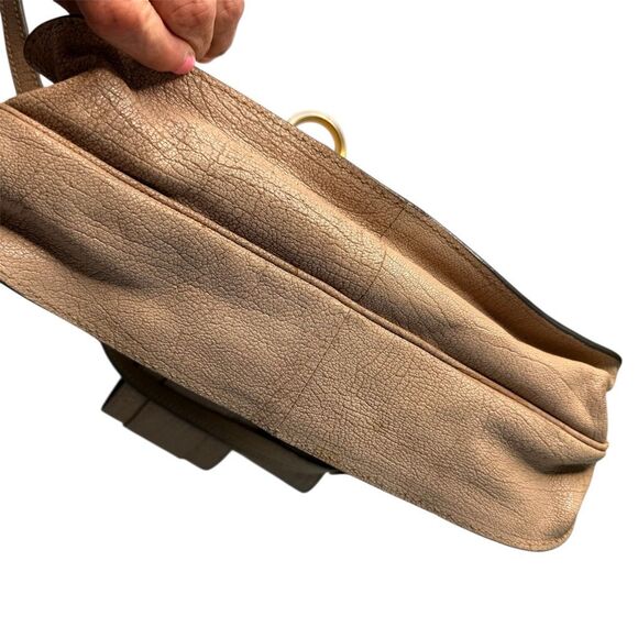 Chloé Kathleen Flap Shoulder Bag Top Handle Nude Tan Leather Gold Ring Hardware - Picture 6 of 10